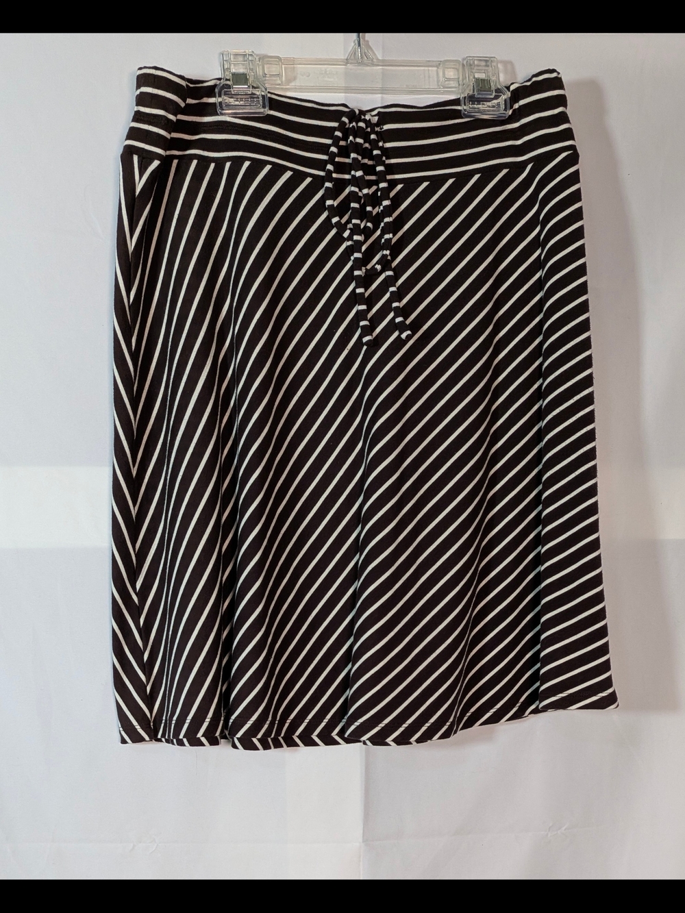 Inc Brown and White Striped A-Line Skirt with Drawstring Waist